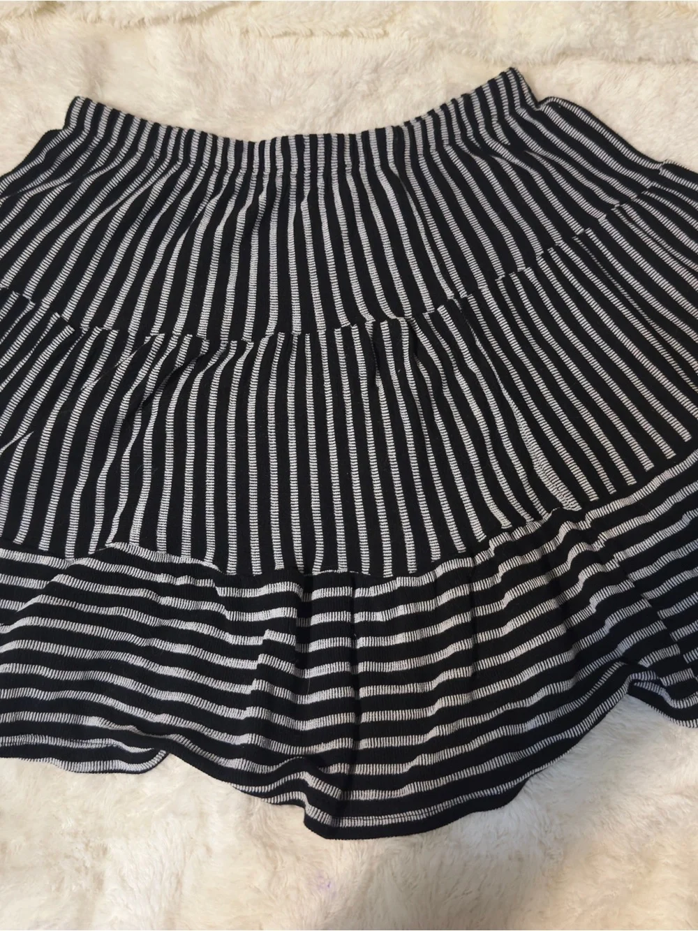 Black and White Striped Tiered Women's Skirt